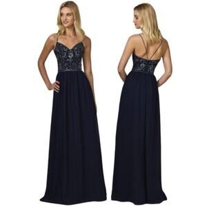 Adrianna Papell Platinum 40154 Spaghetti Strap Dress Navy 8